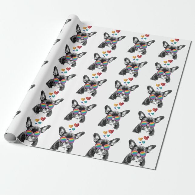 Französischer Bulldog mit HerzValentinstag Geschenkpapier (Ungerollt)