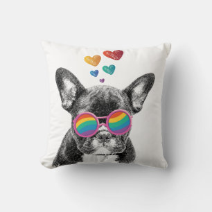 Französischer Bulldog mit HerzValentinstag Kissen