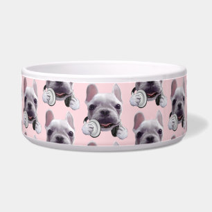 Französischer Bulldog mit Kopfhörer-Illustration Napf