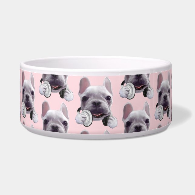 Französischer Bulldog mit Kopfhörer-Illustration Napf (Vorderseite)
