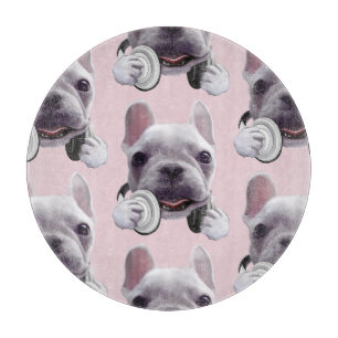 Französischer Bulldog mit Kopfhörer-Illustration Schneidebrett
