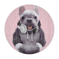 Französischer Bulldog mit Kopfhörer-Illustration