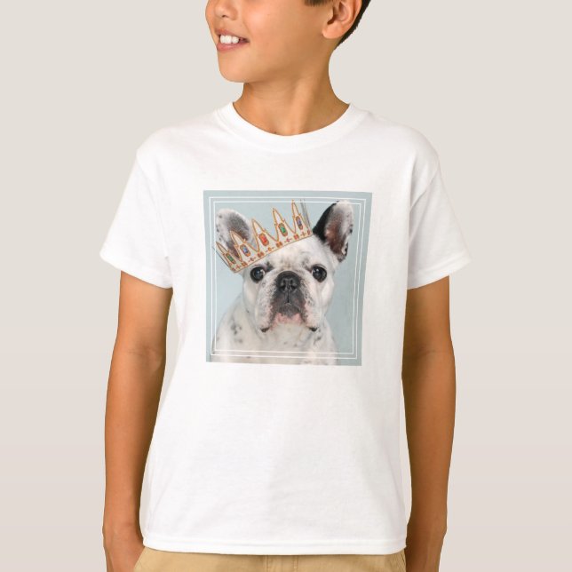 Französischer Bulldog mit Krone T-Shirt (Vorderseite)