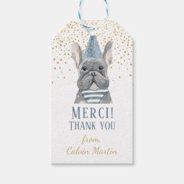 Französischer Bulldog mit Party Geschenkanhänger
