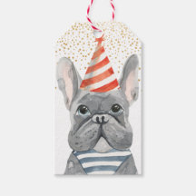 Französischer Bulldog mit Party Hat Merci