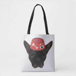 Französischer Bulldog mit Red Bowl Tasche