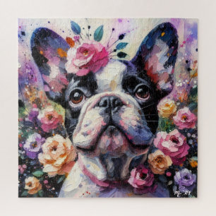 Französischer Bulldog mit Rose Impressionistische 