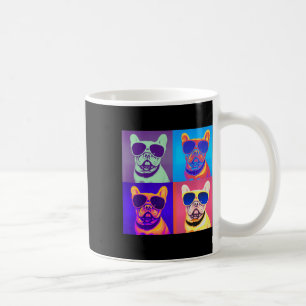 Französischer Bulldog mit Sonnenbrille Pop Kunst Kaffeetasse