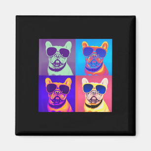Französischer Bulldog mit Sonnenbrille Pop Kunst Magnet