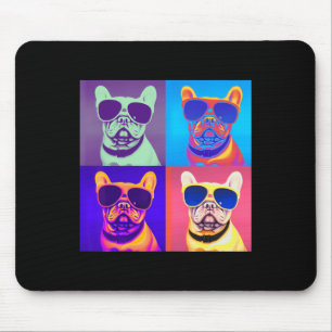 Französischer Bulldog mit Sonnenbrille Pop Kunst Mousepad