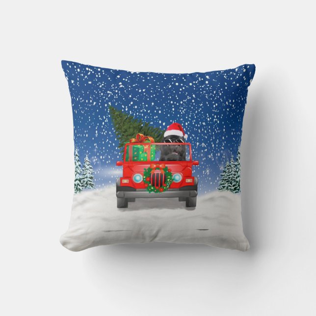 Französischer Bulldog mit Weihnachtsgeschenken Kissen (Vorderseite)