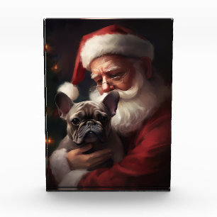 Französischer Bulldog mit Weihnachtsmann Weihnacht Fotoblock