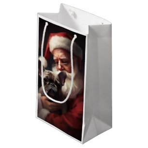 Französischer Bulldog mit Weihnachtsmann Weihnacht Kleine Geschenktüte