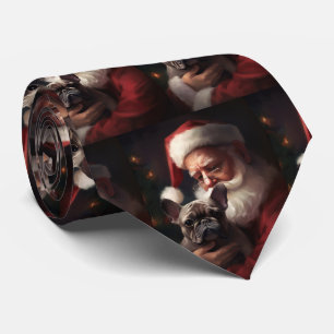 Französischer Bulldog mit Weihnachtsmann Weihnacht Krawatte