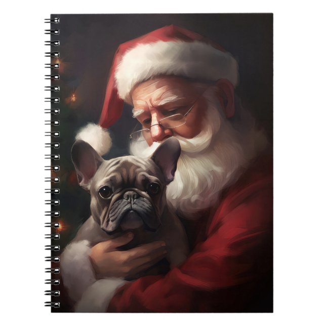 Französischer Bulldog mit Weihnachtsmann Weihnacht Notizblock (Vorderseite)
