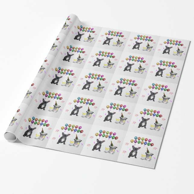 Französischer Bulldog-Neujahr Geschenkpapier (Ungerollt)