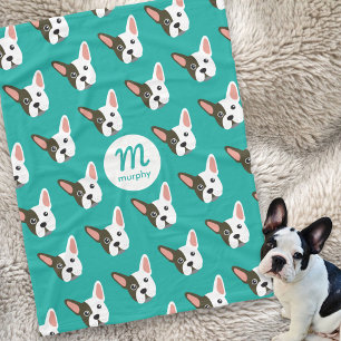 Französischer Bulldog Niedlicher Hund Custom Mono Fleecedecke