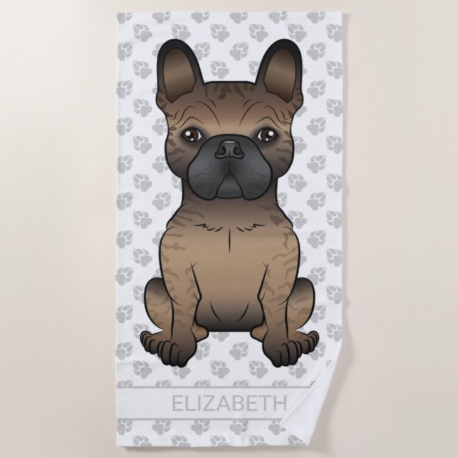 Französischer Bulldog / Niedlicher Hund und Name Strandtuch (Vorderseite)