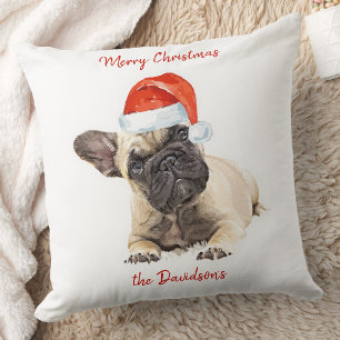 Französischer Bulldog Niedlicher Welpen-Weihnacht Kissen