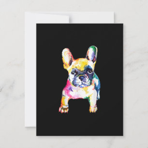 Französischer Bulldog Original Watercolor Zeichne  Dankeskarte