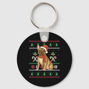Französischer Bulldog Outfit Weihnachten Schlüsselanhänger