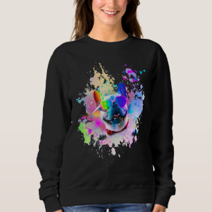 Französischer Bulldog Paint Watercolor mit Herzbri Sweatshirt