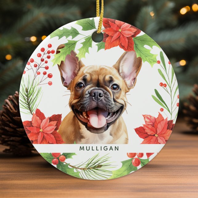 Französischer Bulldog Personalisiert Pet Hund Weih Keramik Ornament (Von Creator hochgeladen)