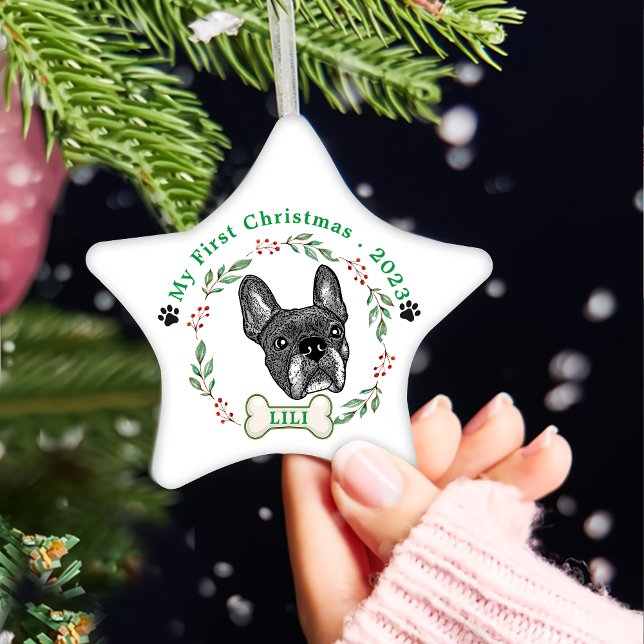 Französischer Bulldog Personalisierter Zeichn Keramik Ornament (Von Creator hochgeladen)