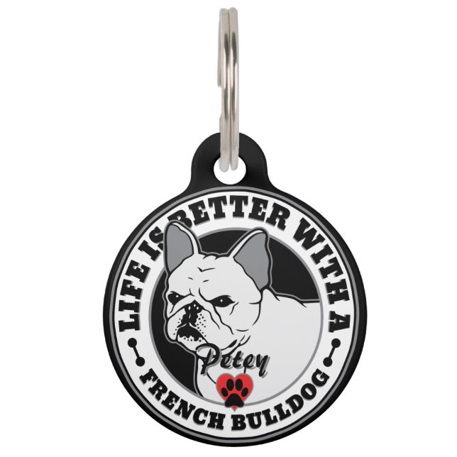 Französischer Bulldog Personalisiertes Leben besse Tiermarke (Vorderseite)
