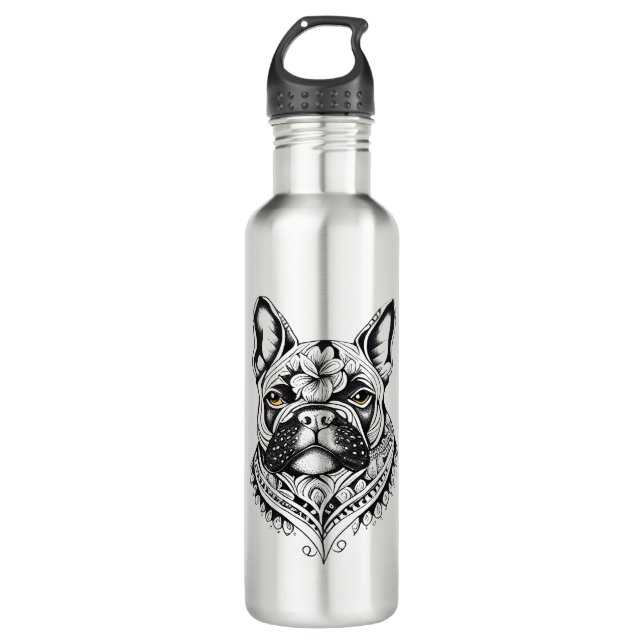 Französischer Bulldog Pet Animal Nature Illustrati Edelstahlflasche (Vorderseite)