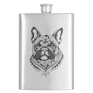 Französischer Bulldog Pet Animal Nature Illustrati Flachmann