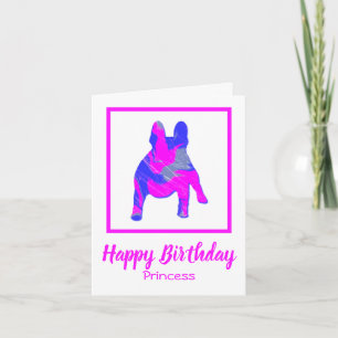 Französischer Bulldog Pink Silhouette Hund Funny C Karte