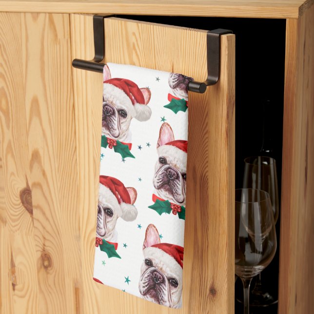 Französischer Bulldog-Rasse Weihnachtsgeburt Muste Geschirrtuch (Drittel gefaltet)