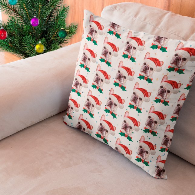 Französischer Bulldog-Rasse Weihnachtsgeburt Muste Kissen (Von Creator hochgeladen)