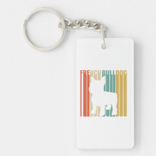 Französischer Bulldog Retro 1970er Geschenk für Ma Schlüsselanhänger
