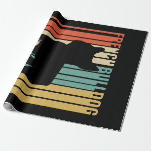 Französischer Bulldog Retro 1970er Hund Silhouette Geschenkpapier