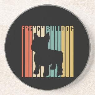 Französischer Bulldog Retro 1970er Hund Silhouette Getränkeuntersetzer