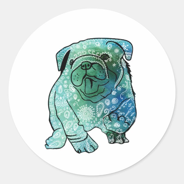 Französischer Bulldog-Rundsticker, glänzend Runder Aufkleber (Vorderseite)