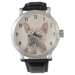 Französischer Bulldog (Sable) Gemälde - Niedlich O Armbanduhr
