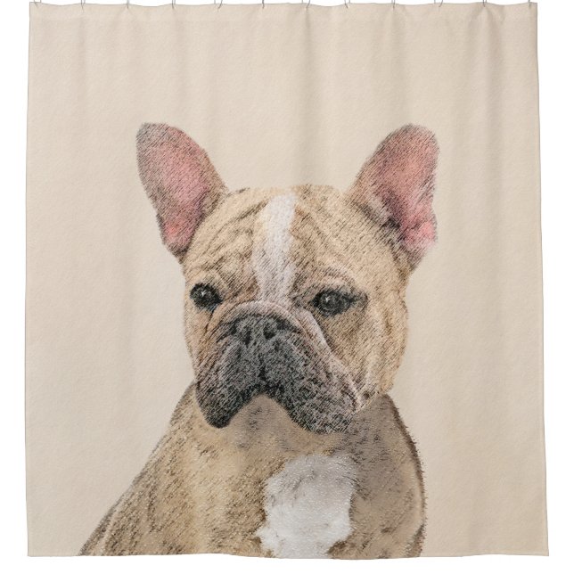 Französischer Bulldog (Sable) Gemälde - Niedlich O Duschvorhang (Vorderseite)