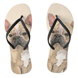 Französischer Bulldog (Sable) Gemälde - Niedlich O Flip Flops