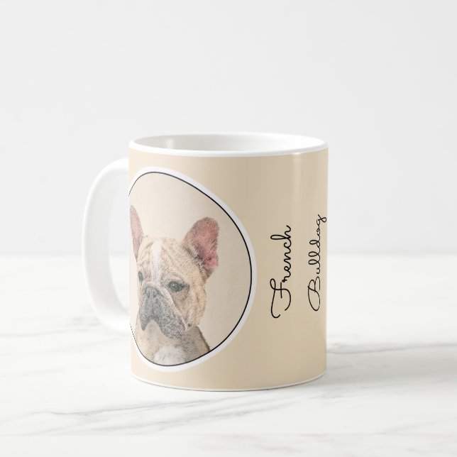 Französischer Bulldog (Sable) Gemälde - Niedlich O Kaffeetasse (Vorderseite Links)