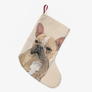 Französischer Bulldog (Sable) Gemälde - Niedlich O Kleiner Weihnachtsstrumpf