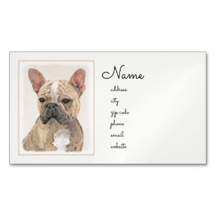 Französischer Bulldog (Sable) Gemälde - Niedlich O Magnetische Visitenkarte
