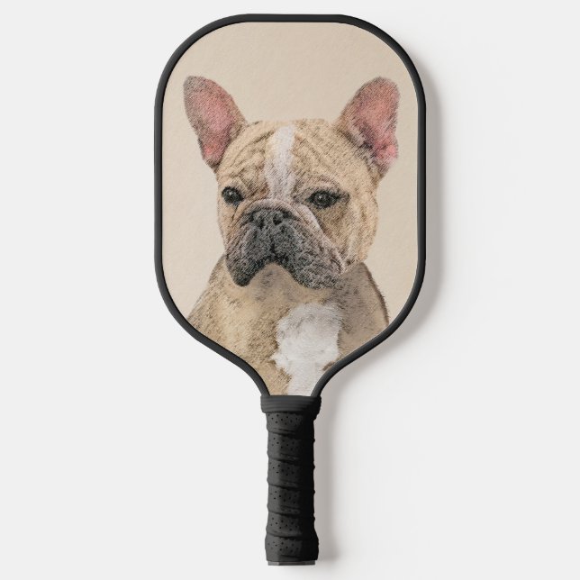 Französischer Bulldog (Sable) Gemälde - Niedlich O Pickleball Schläger (Vorderseite)
