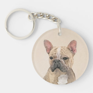 Französischer Bulldog (Sable) Gemälde - Niedlich O Schlüsselanhänger