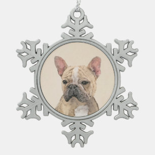Französischer Bulldog (Sable) Gemälde - Niedlich O Schneeflocken Zinn-Ornament