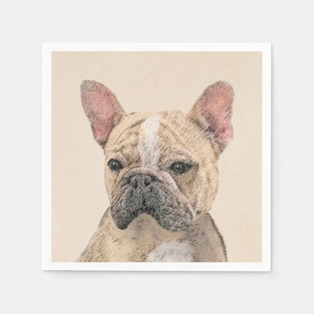 Französischer Bulldog (Sable) Gemälde - Niedlich O Serviette (Vorderseite)