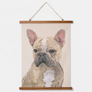 Französischer Bulldog (Sable) Gemälde - Niedlich O Wandteppich Mit Holzrahmen
