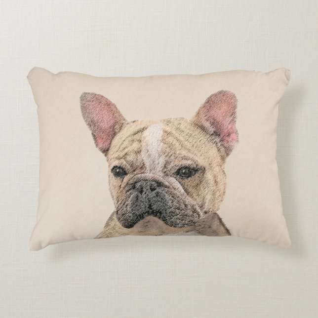 Französischer Bulldog (Sable) Gemälde - Niedlich O Zierkissen (Vorderseite)